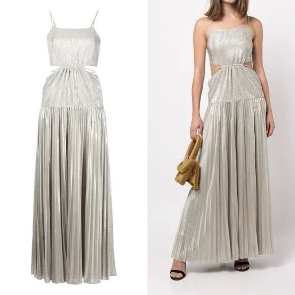 JONATHAN SIMKHAI Daisy cutout plissé-lamé maxi dress NWT - Picture 6 of 12